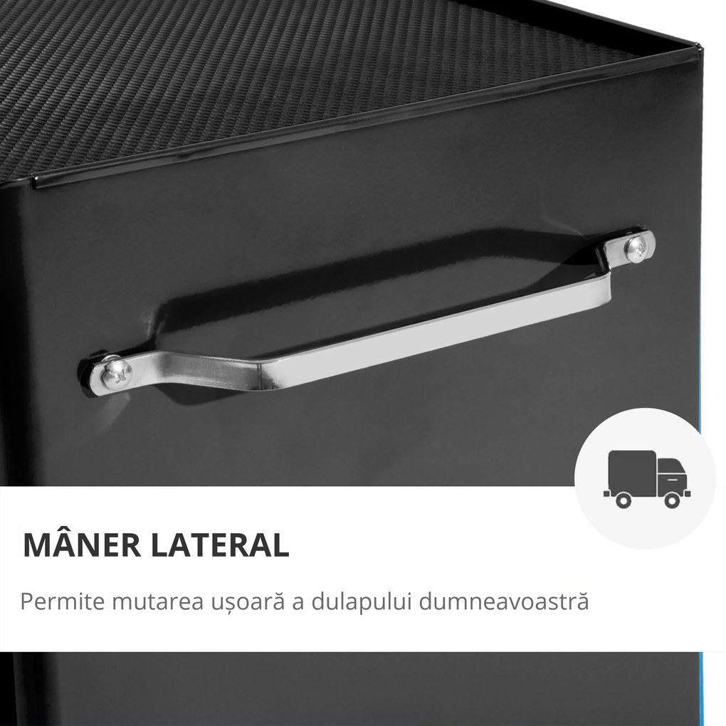 Carucior scule pentru atelier HOMCOM, 61.5x33x85cm negru | Aosom Romania