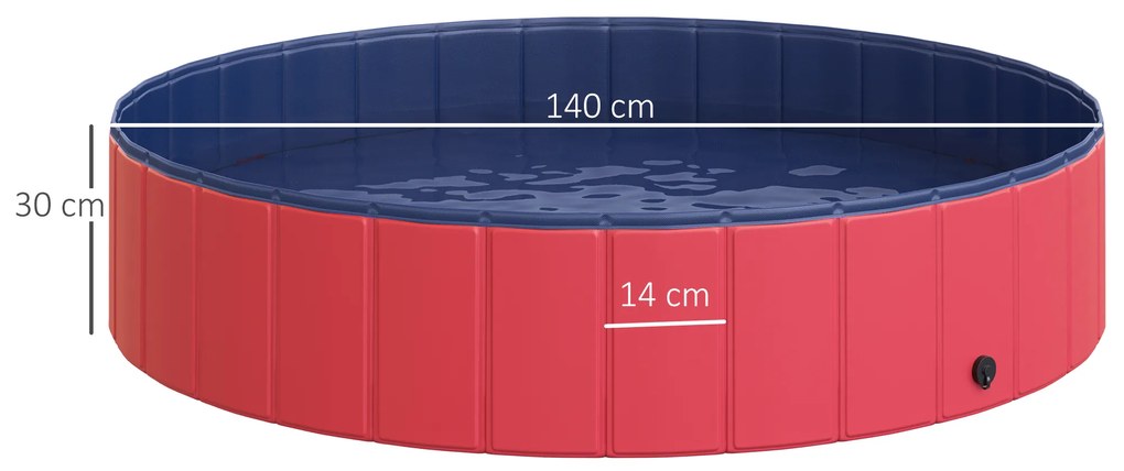 PawHut Piscină Pliabilă pentru Câinele Tău, PVC Durabil, Roșie, 140x30cm | Aosom Romania