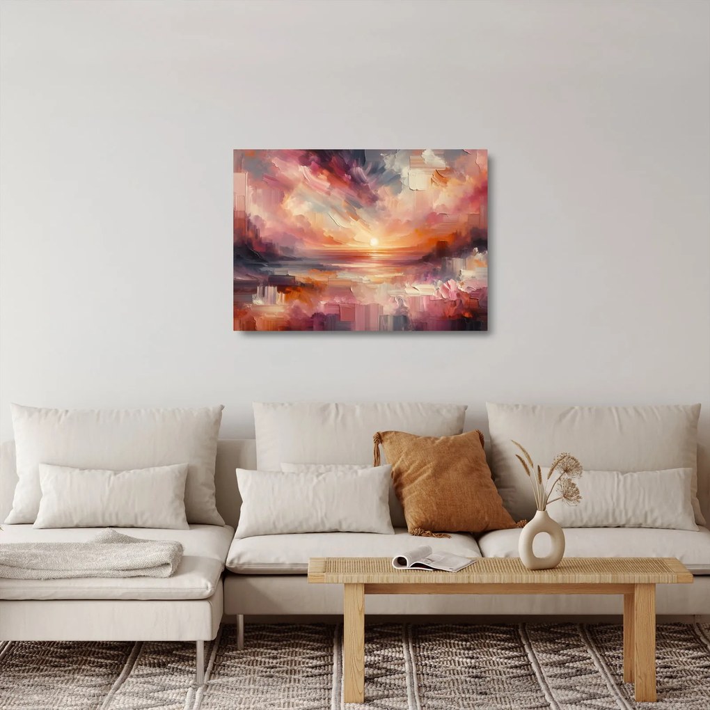 Tablou pe sticlă - Răsărit pictat (70x50 cm)