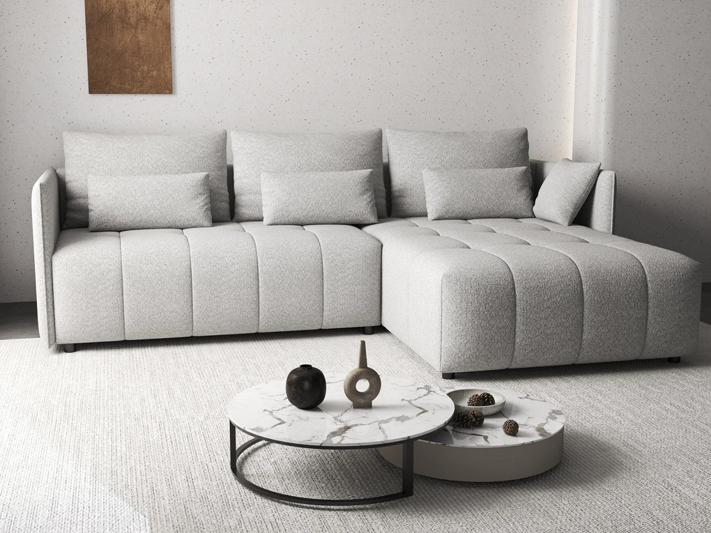 Colțar extensibil dumonde cu ladă de depozitare si sezut confortabil din spuma high-density, Malta Euphoria Dove 235x185 cm