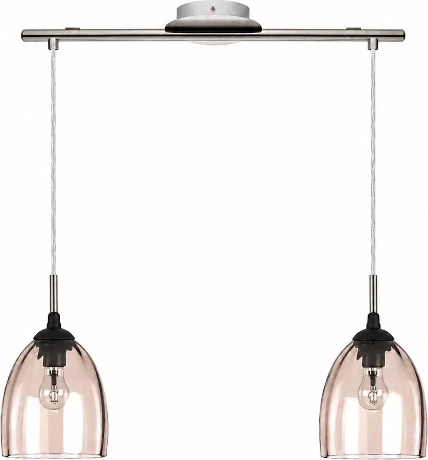 BRILAGI-LED lustră pe cablu RETRO GLASS 2xE27/60W/230V crom mat/bej fumuriu