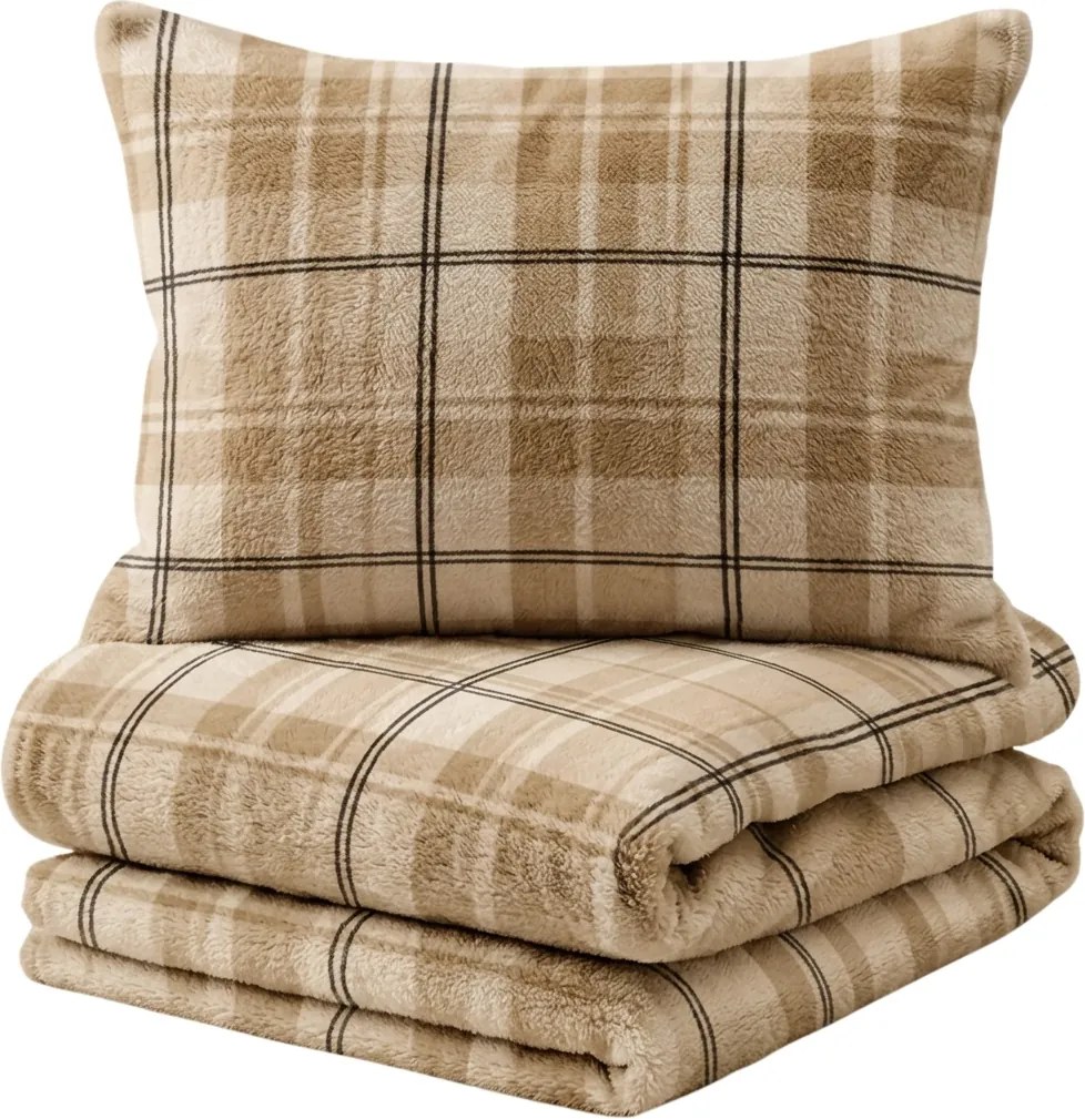 Lenjerie cocolino PLAID crem Dimensiune lenjerie de pat: 2 buc 70 x 90 cm | 200 x 220 cm