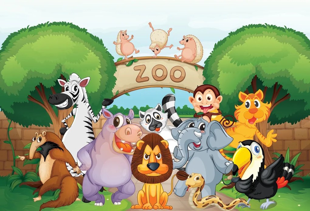 Fototapet - Veselie la Zoo (147x102 cm)