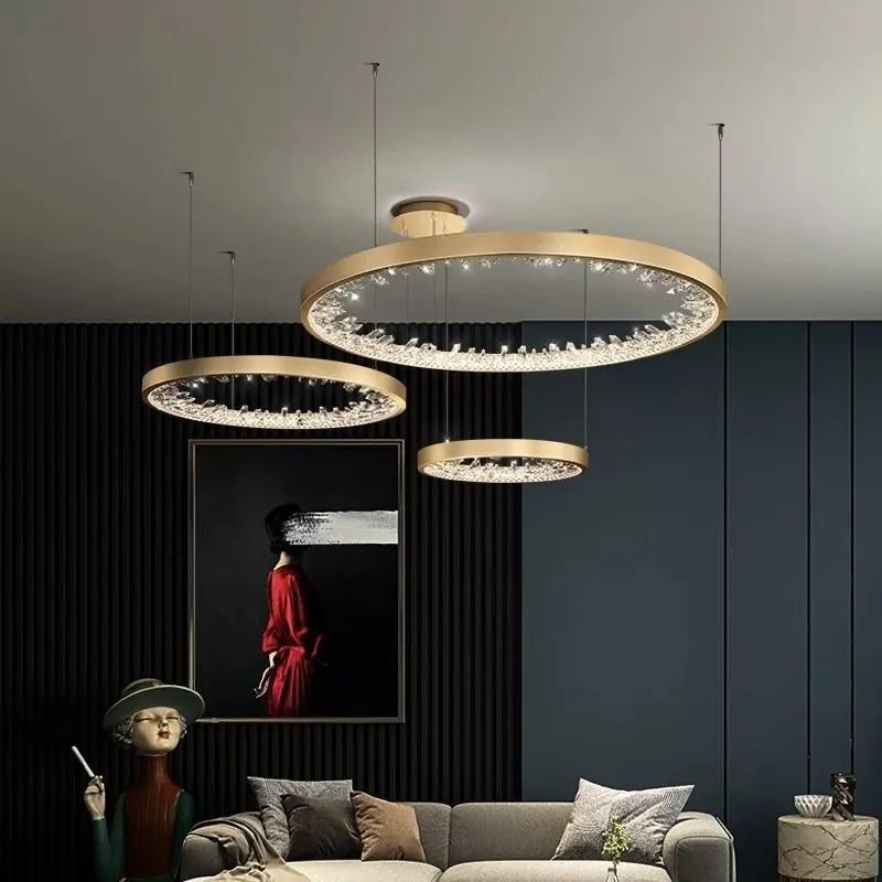 Lustra LED G23529-40+60+80 GD – 113×2W, Design Modern, cu Telecomandă și Lumină Reglabilă