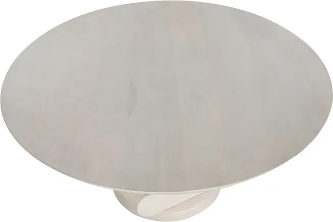 Măsuță de cafea rotundă din lemn de mango, alb, cu bază din volume suprapuse, finisaj mat, 39 x 80 cm, „Lerano” – Ethnic Collections
