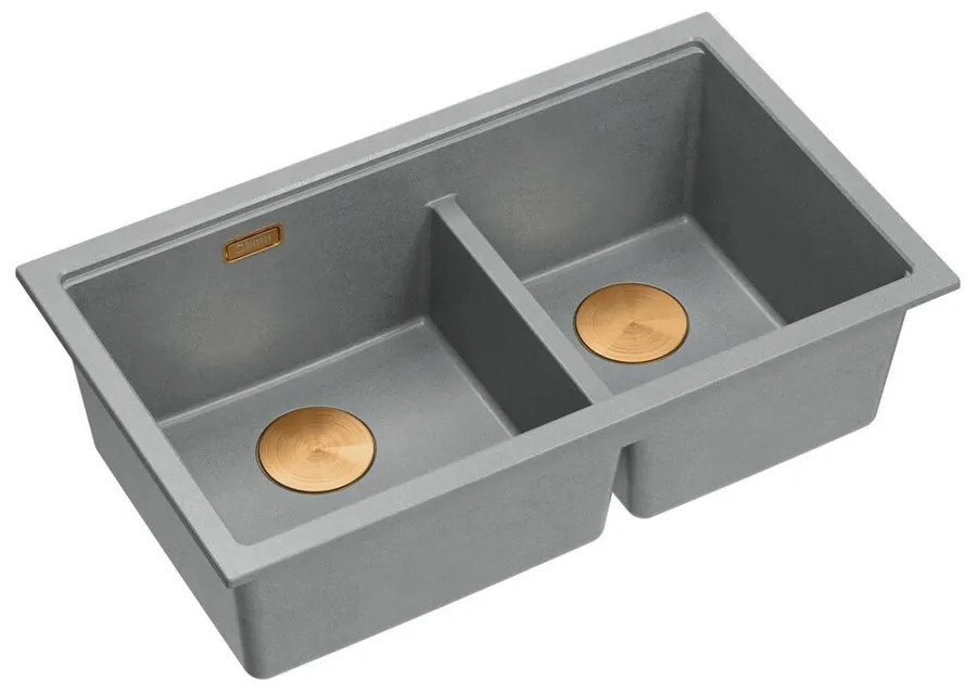 Chiuveta compozit incastrata Quadron Logan 120 gri - cupru 76x45 cm