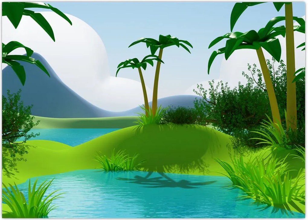 Tablou - Lac în junglă (70x50 cm)