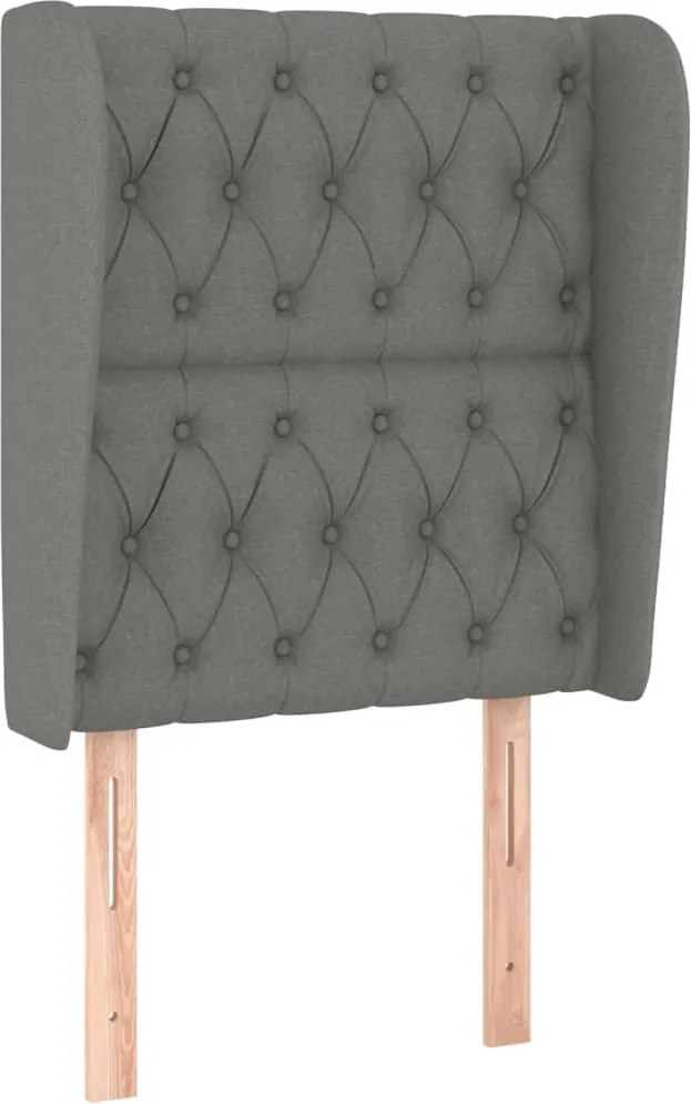 vidaXL Tăblie de pat cu aripioare gri închis 83x23x118/128 cm textil