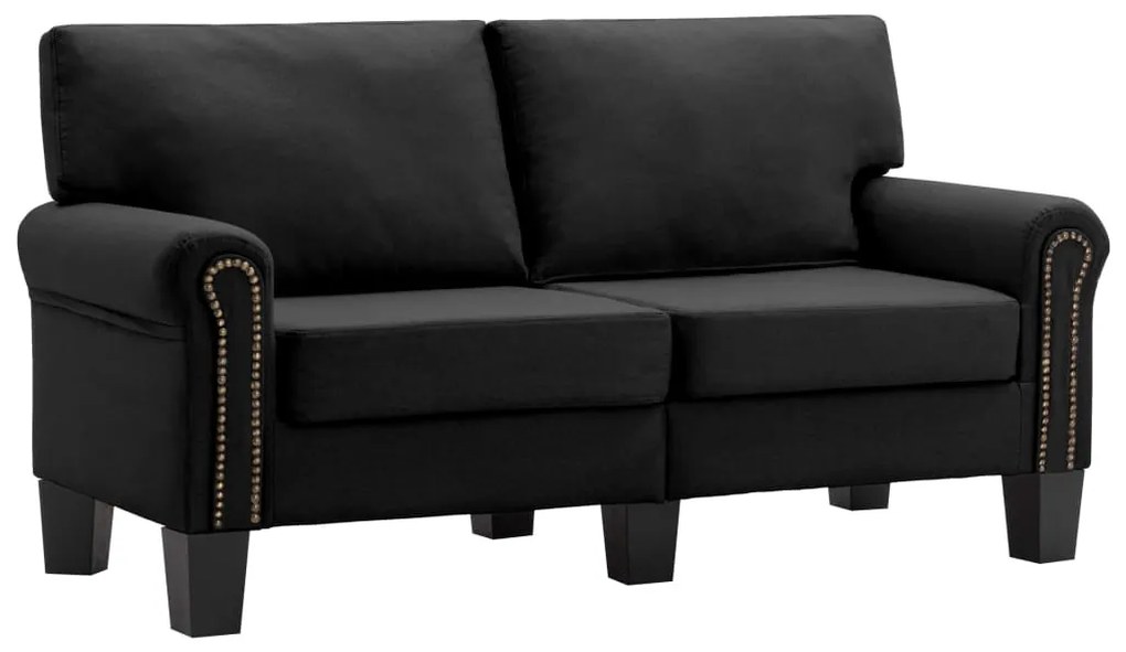 287156 vidaXL Canapea cu 2 locuri, negru, material textil