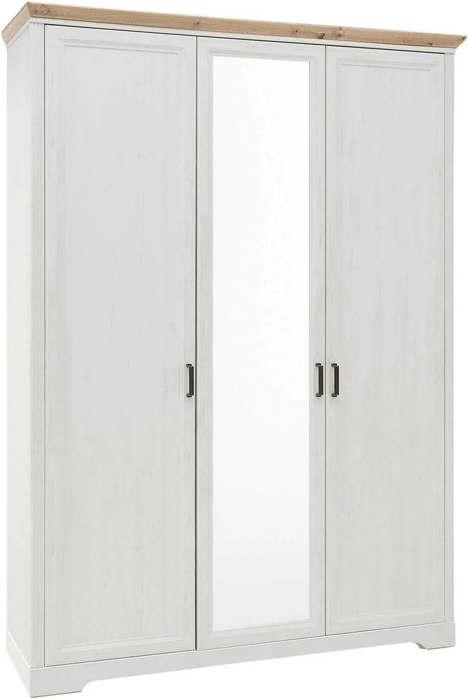 Dulap JASMIN, alb/stejar artisan, PAL, cu 3 usi, 164x64x220 cm