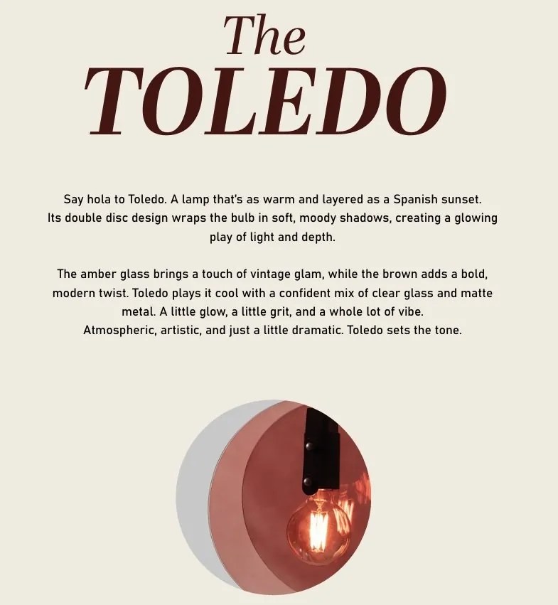 Pendul din metal sand si sticla chihlimbar Toledo