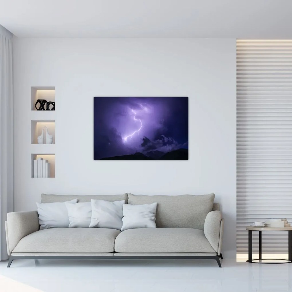 Tablou - cerul violet cu fulger (90x60 cm)