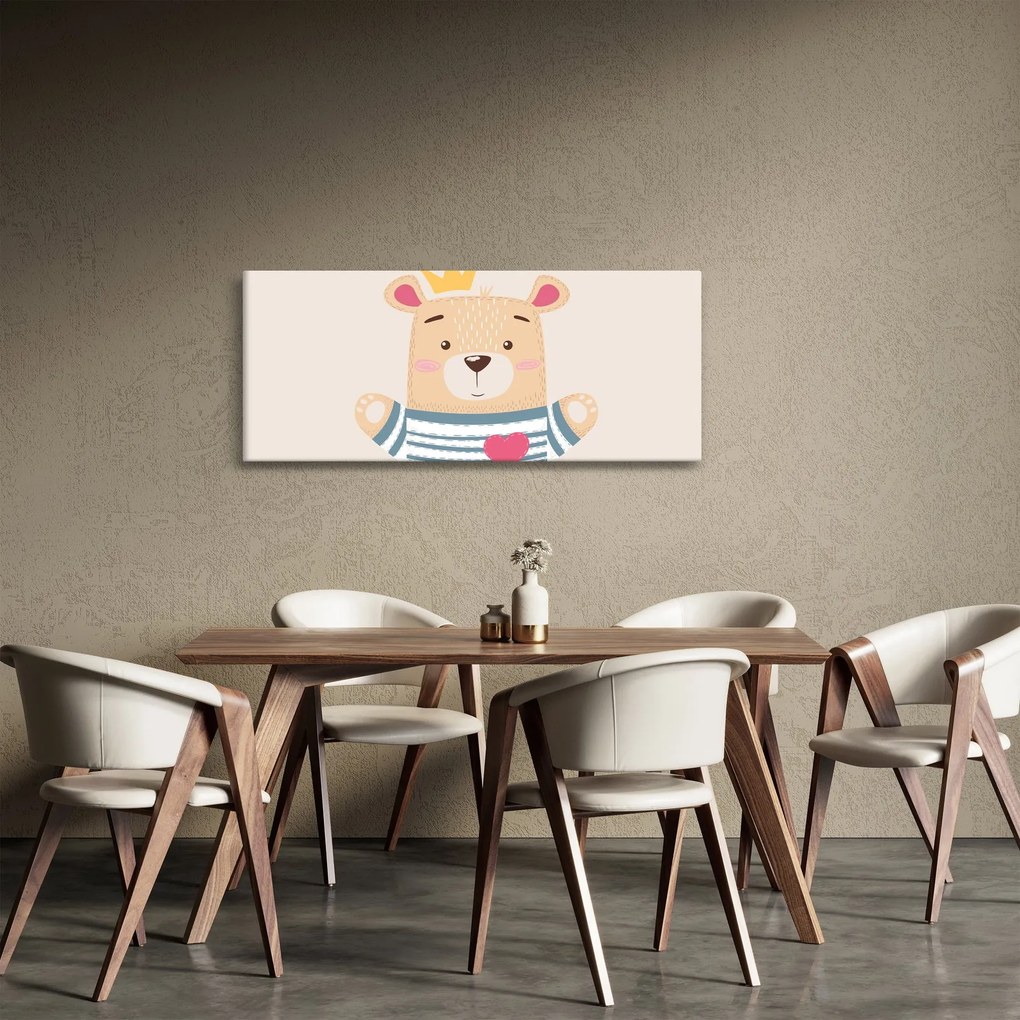 Tablou - Teddy ursuleț cu coroană (120x50 cm)