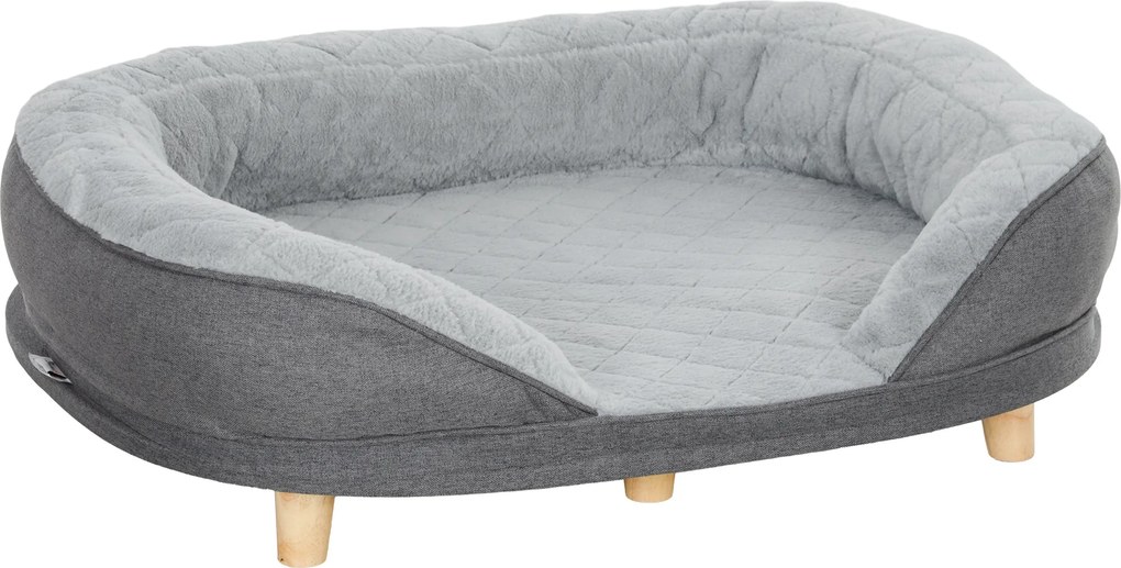 PawHut Canapea pentru Câini cu Pernă, Hușă Detașabilă, Bază Înălțată și Picioare Antiderapante, 90x78x25 cm, Gri | Aosom Romania