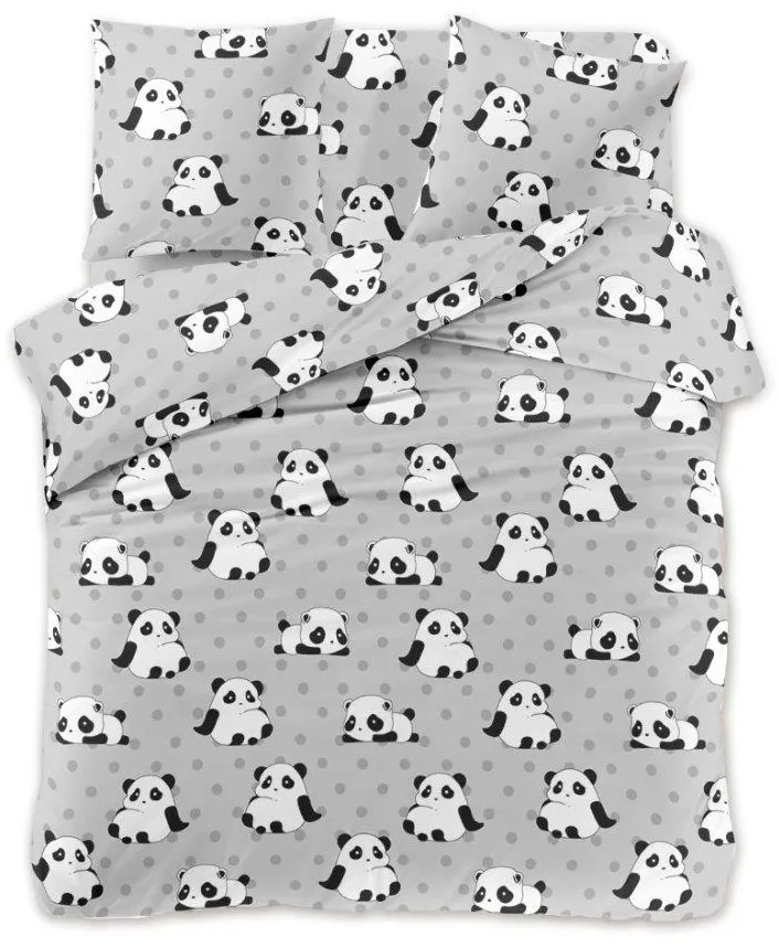 Lenjerie de pat din microfibra PANDA gri Dimensiune lenjerie de pat: 70 x 80 cm | 140 x 200 cm