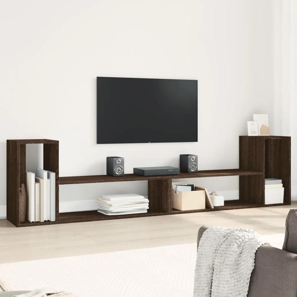 Dulap TV, 2 buc., stejar maro, 100x30x50 cm, lemn prelucrat