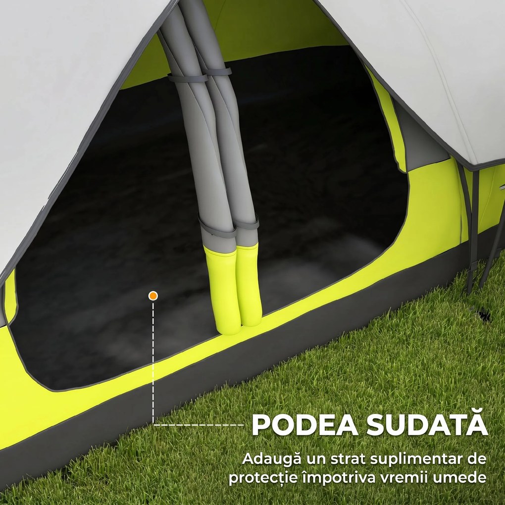 Outsunny Cort de Camping cu 2 Dormitoare pentru 6-8 Persoane | Aosom Romania