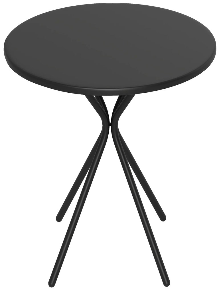 Outsunny Masa de grădină rotundă Ø 60 cm, masă de terasă cu cadru din oțel, capacitate de 50 kg, pentru interior și exterior, negru | Aosom Romania