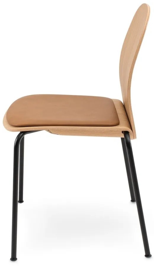 Scaune de dining maro coniac/în culoare naturală stivuibile 2 buc. cu aspect de lemn de stejar Book – Gazzda