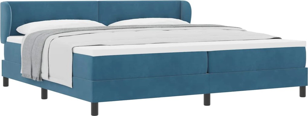 vidaXL Pat cu arcuri cu saltea Albastru închis 200 x 200 cm Catifea