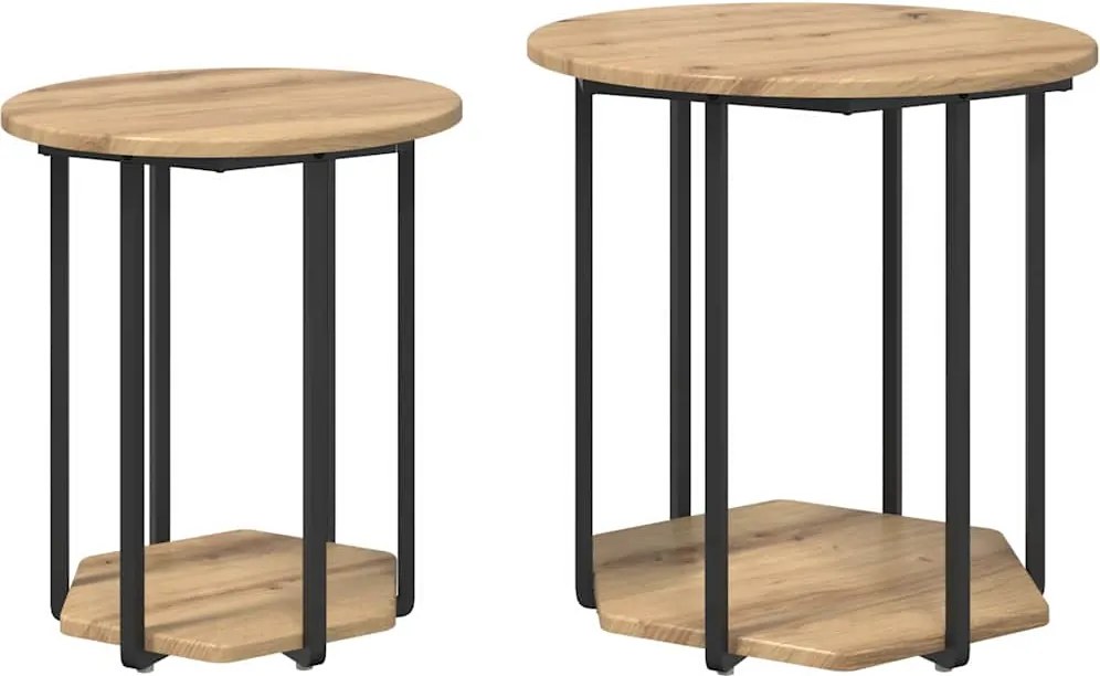 vidaXL Set măsuțe laterale cu raft 2 pcs Maro