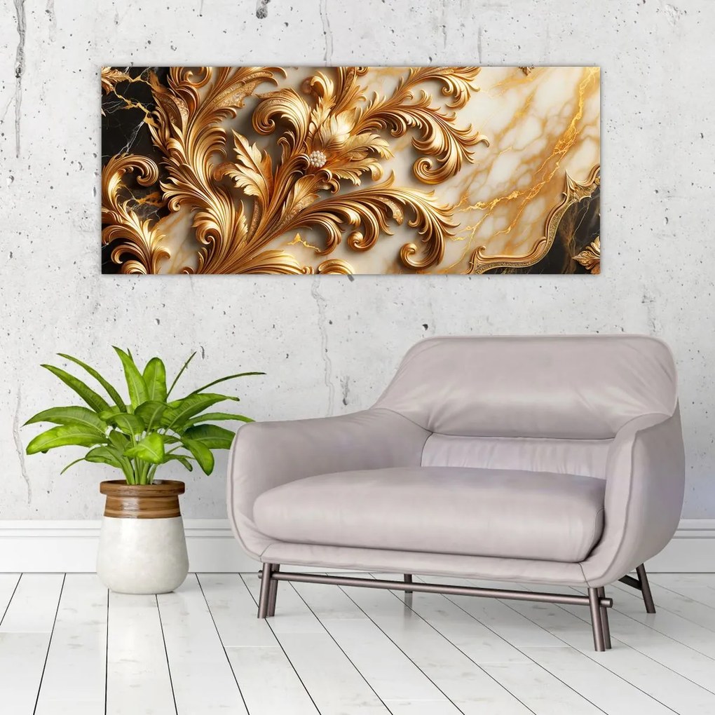 Tablou - Marmură cu auriu (120x50 cm)