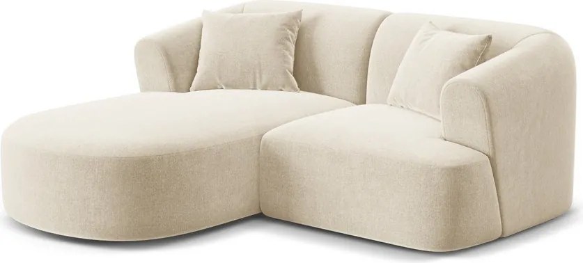 Colțar bej cu tapițerie din catifea (cu colț pe partea stângă/cu șezlong) Campi – Cosmopolitan Design