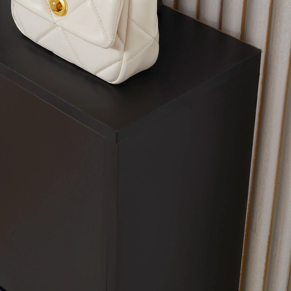 HOMCOM Dulap de Pantofi Mobilier Scară dim. 60L x 24l x 80H cm 2 Uși Batante Negru | Aosom Romania