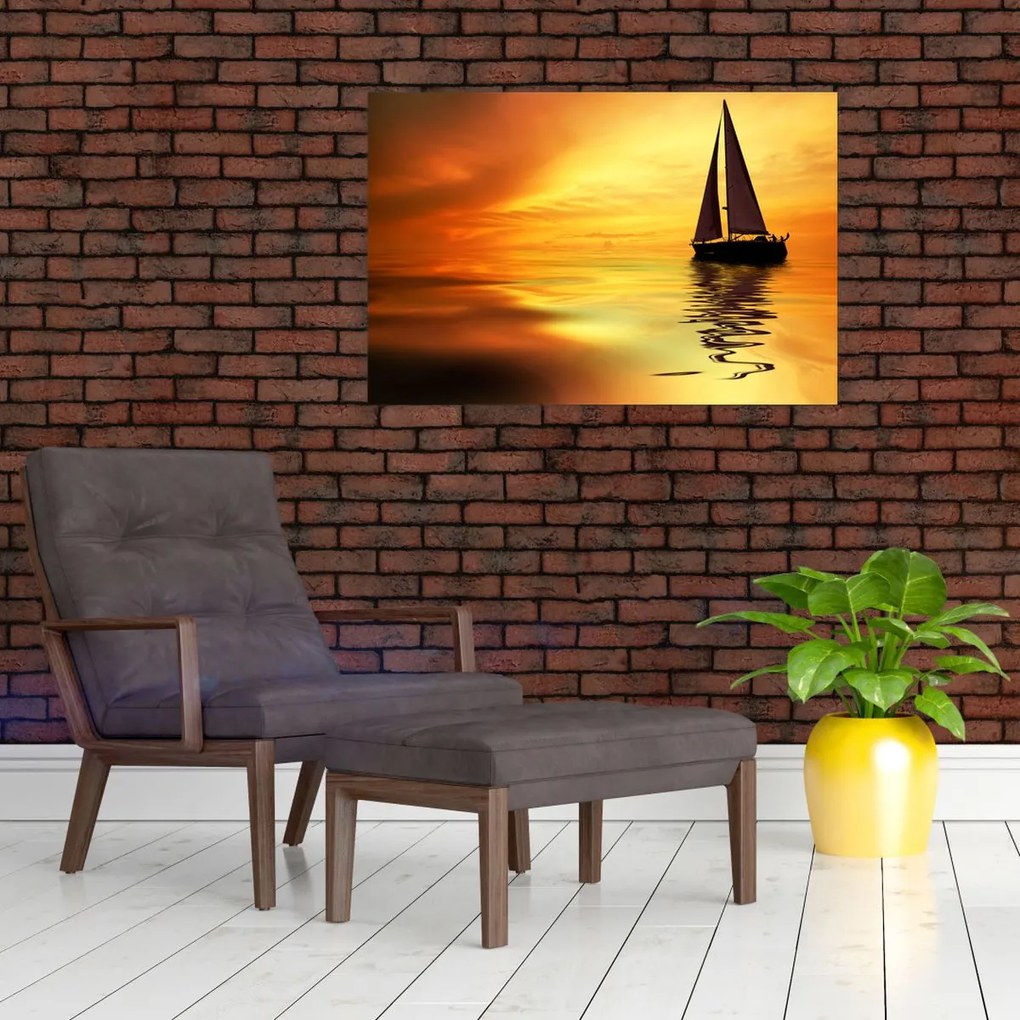 Tablou - Sailboat la apus de soare (90x60 cm)