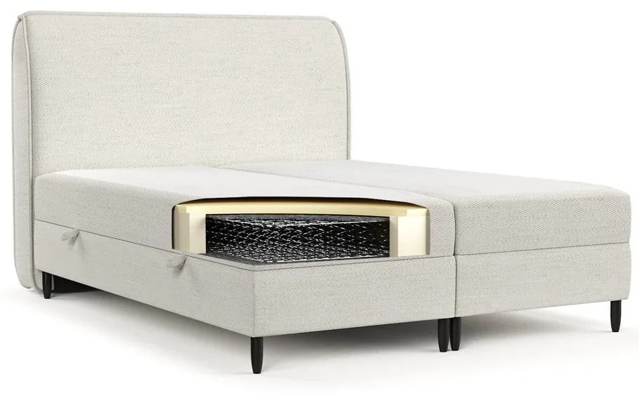 Pat boxspring crem cu spațiu de depozitare 200x200 cm Melba – Maison de Rêve