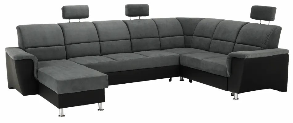 Colţar, piele ecologică negru/material, model dreapta, SANTIAGO U
