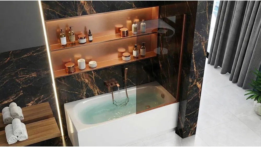 Paravan de baie Rea Elegant cupru periat 70