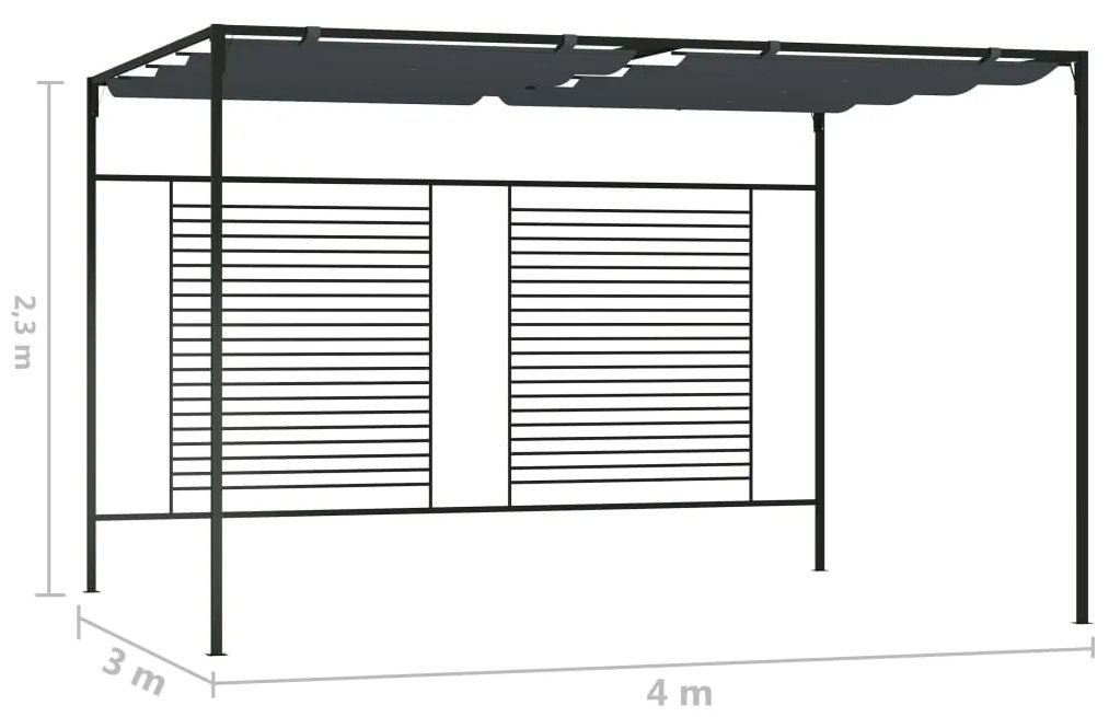 Pavilion cu acoperis retractabil, antracit, 4x3x2,3 m, 180 g m   Antracit