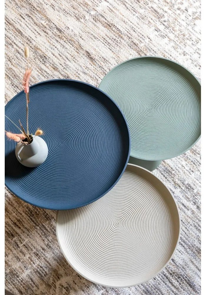 Măsuță auxiliară din aluminiu White Label Ringar, ø 34,5 cm, bej