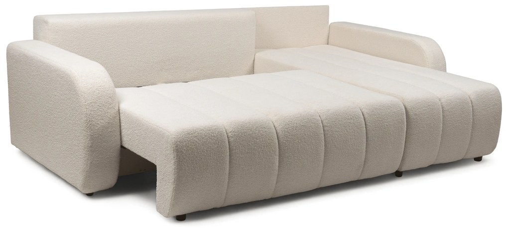Colțar extensibil Lapios dreapta cu funcție de dormit – tapițerie boucle crem Lambi 8