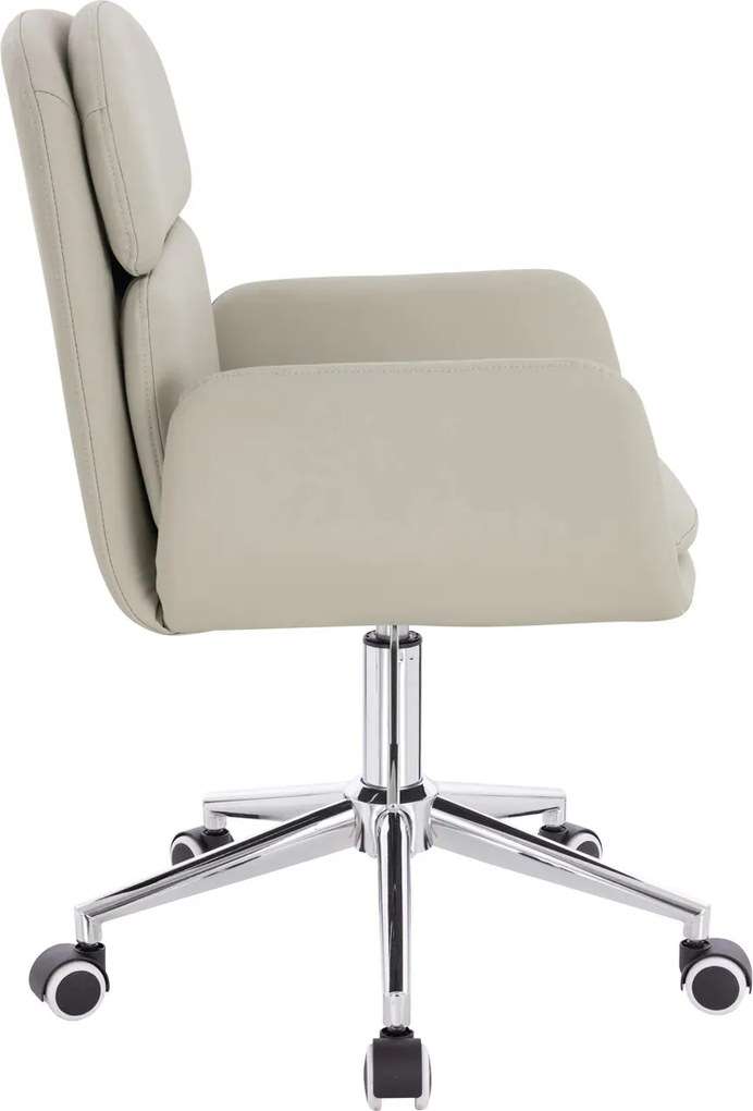 HR480K Scaun Ecru Piele Ecologica Premium Soft cu Bază Cromata