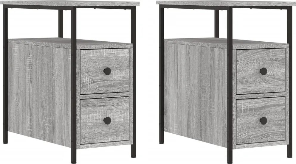 vidaXL Noptiere, 2 buc., gri sonoma, 30x60x60 cm, lemn compozit