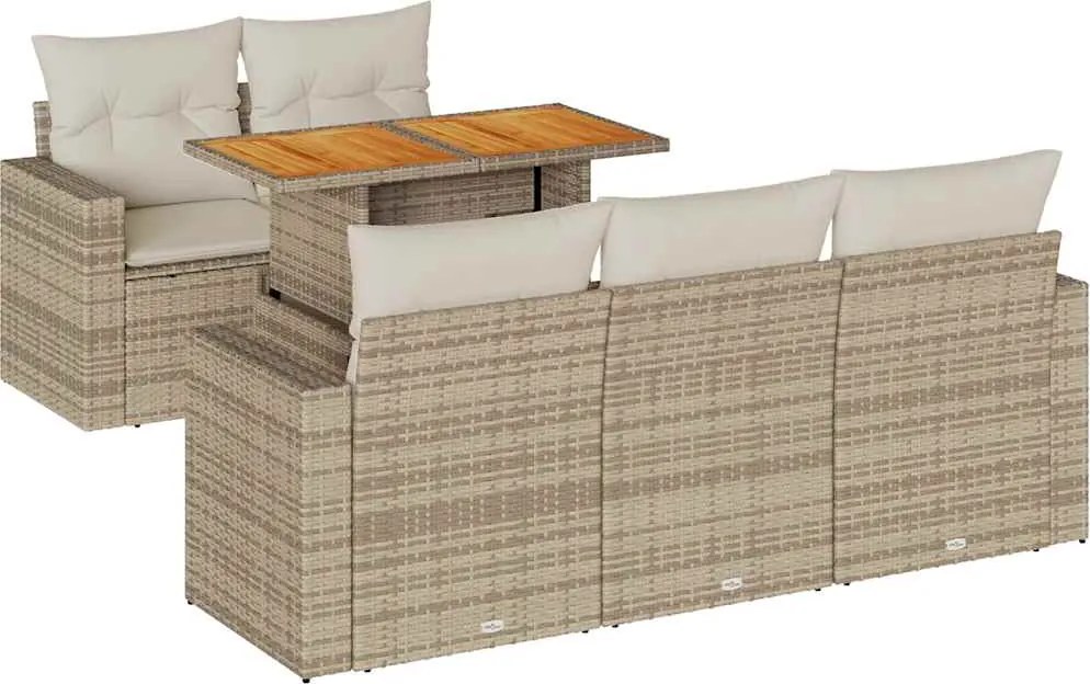 vidaXL Set canapele de grădină cu perne, 6 piese, bej, poliratan