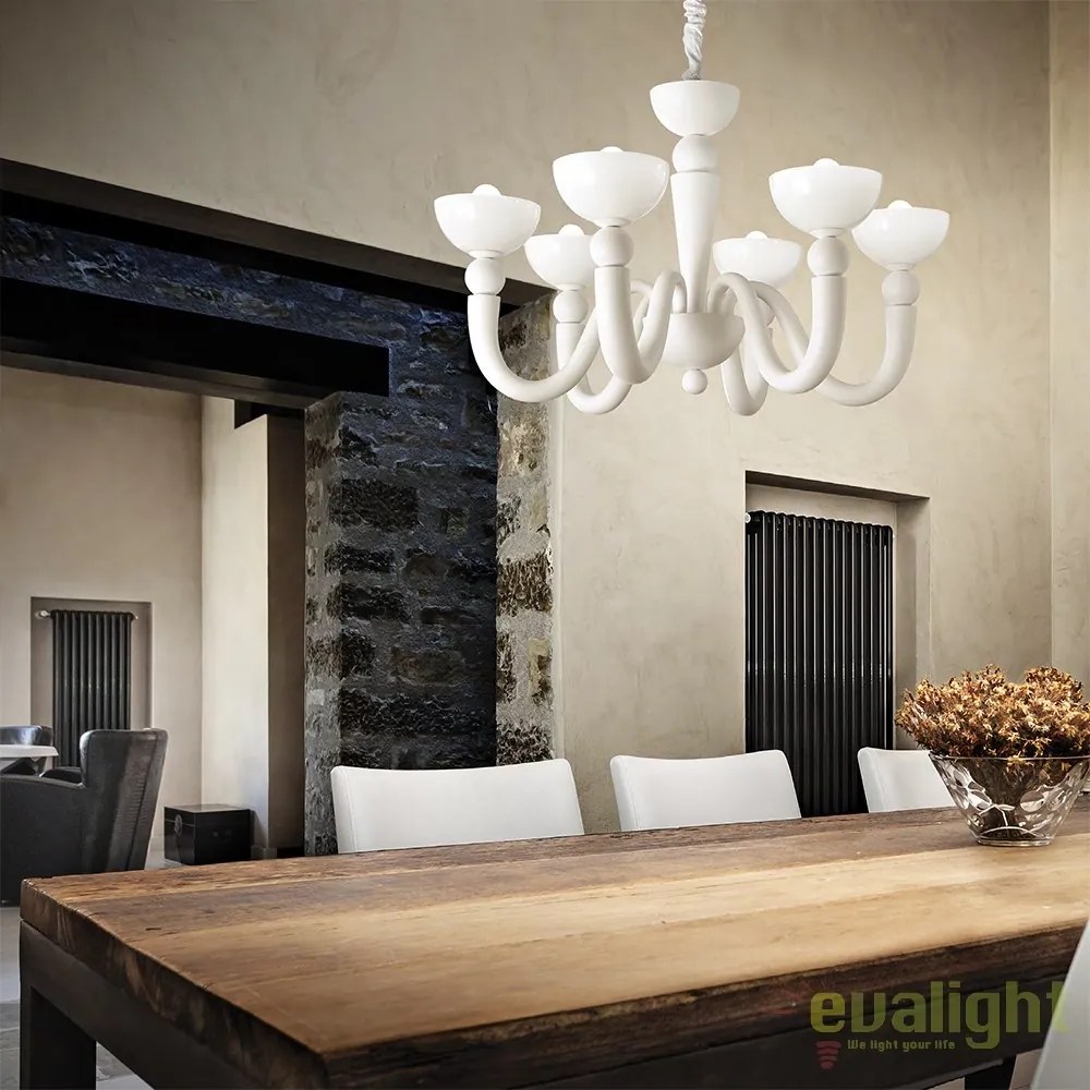 Candelabru LUX stil venetian cu 6 brate BON BON SP6 BIANCO 093994
