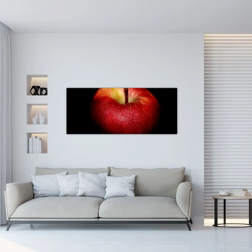 Tablou cu măr pe fundal negru (120x50 cm)
