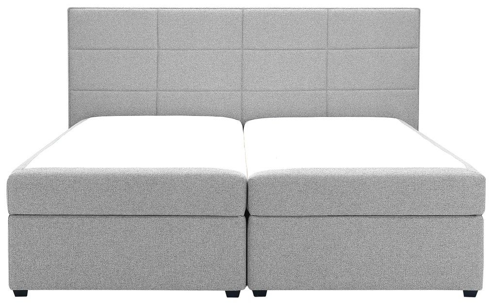 Pat matrimonial Boxspring 180 cm Revenant (gri deschis) (cu somieră și saltea) (cu sp. depozitare). 1098563