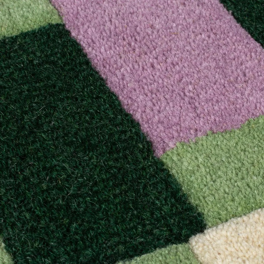 Covor verde/mov țesut manual din lână 160x230 cm Kai Wool Border – Flair Rugs