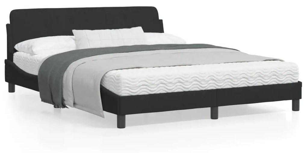 373214 vidaXL Cadru de pat cu tăblie, negru, 160x200 cm, catifea