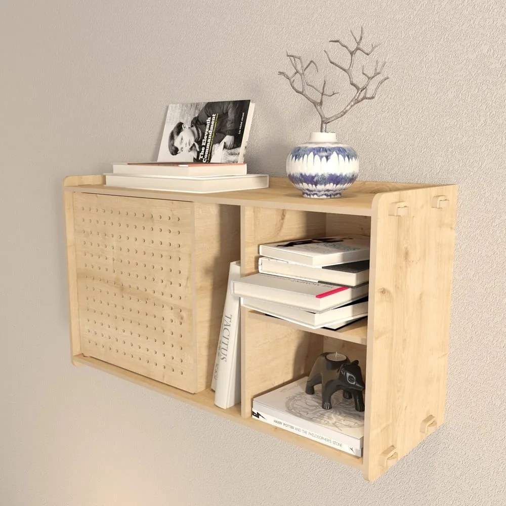 Bibliotecă de perete cu aspect de lemn de stejar 65x30 cm Sima – Kalune Design
