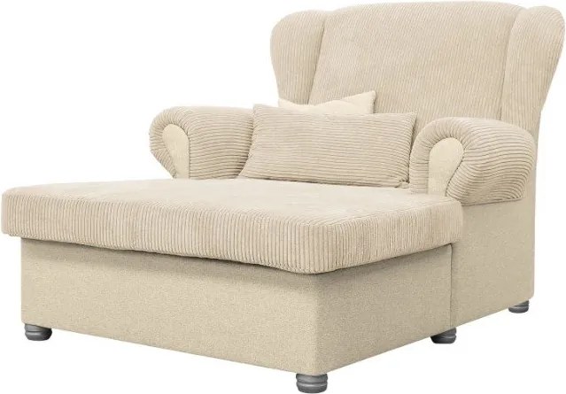 Fotoliu bej cu tapițerie din catifea reiată Lord – Ropez