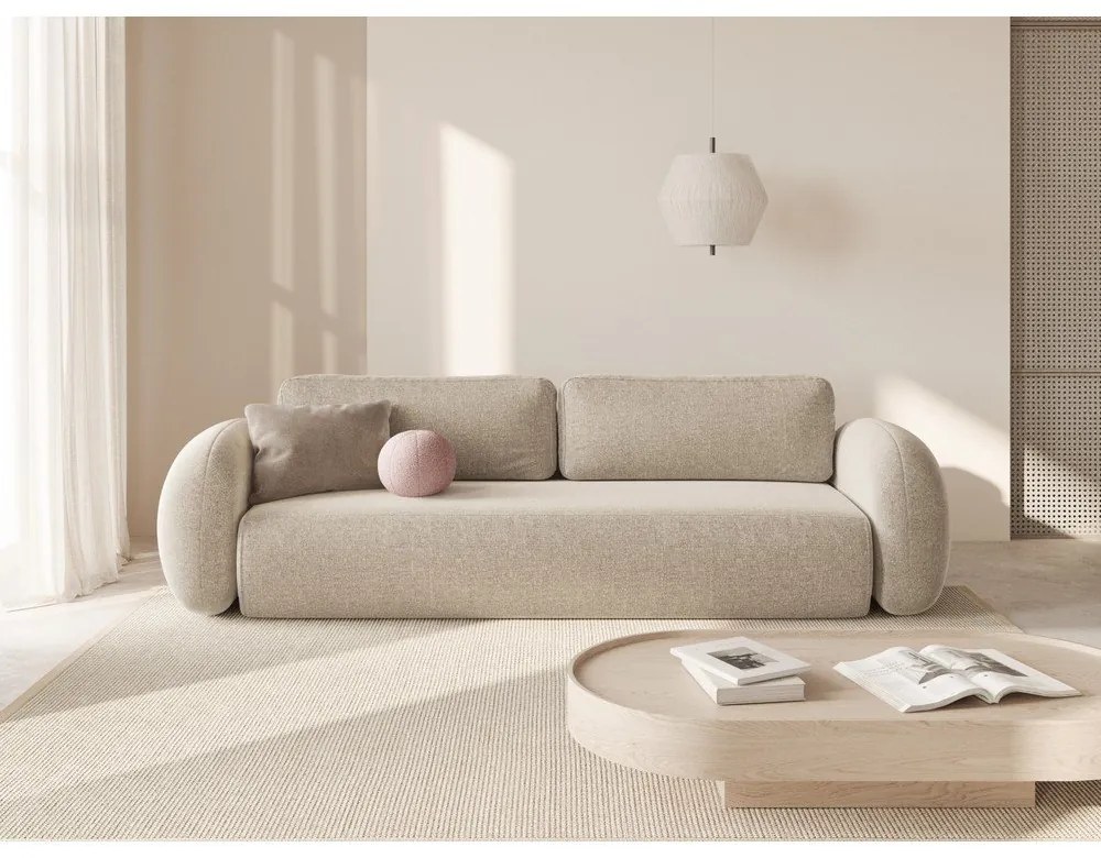 Canapea bej extensibilă/cu spațiu de depozitare cu tapițerie din chenille 262 cm Tonale – Cosmopolitan Design