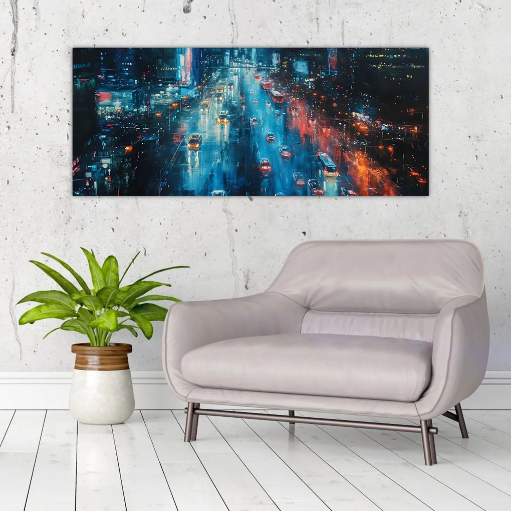 Tablou - Oraș mare, pictură în ulei (120x50 cm)