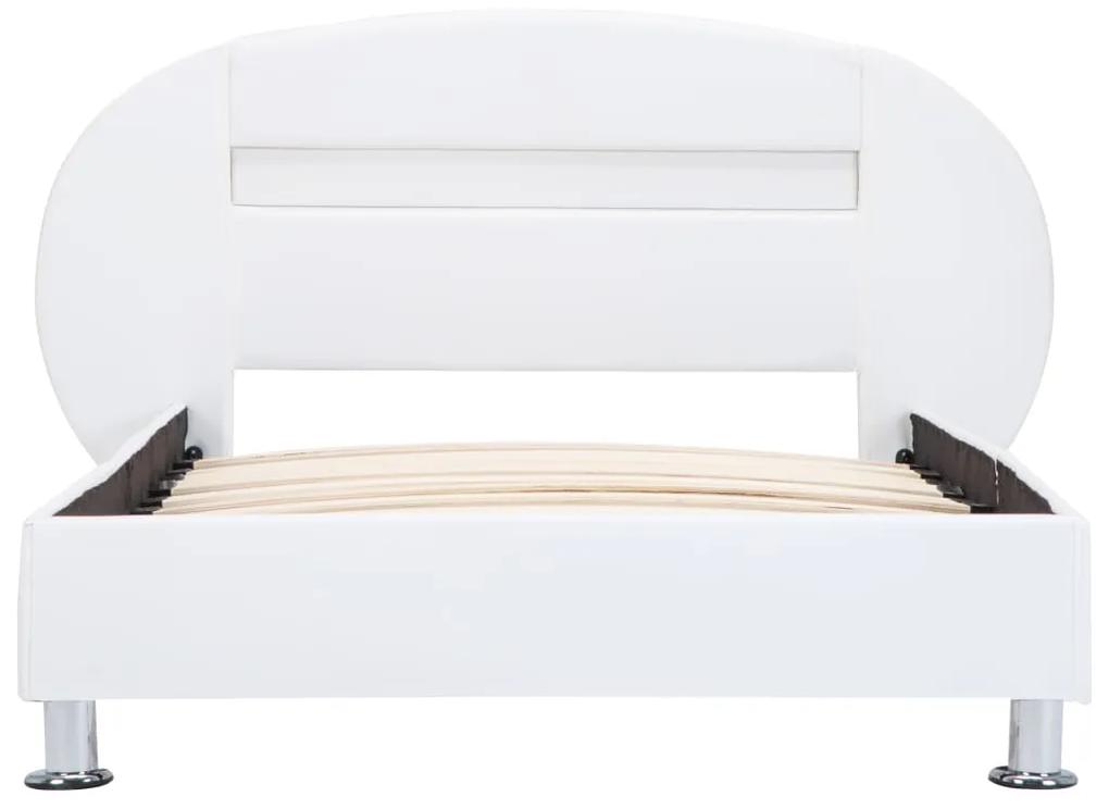Cadru de pat cu LED, alb, 100 x 200 cm, piele ecologica Alb, 100 x 200 cm