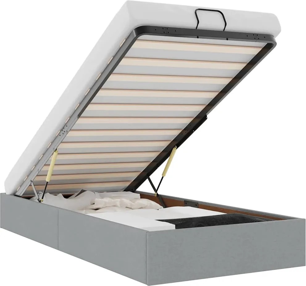 vidaXL Cadru de pat otoman fără saltea țesătură gri deschis 90x200 cm