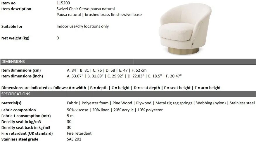 Fotoliu pivotant design elegant LUX Cervo, pausa natural 115200 HZ